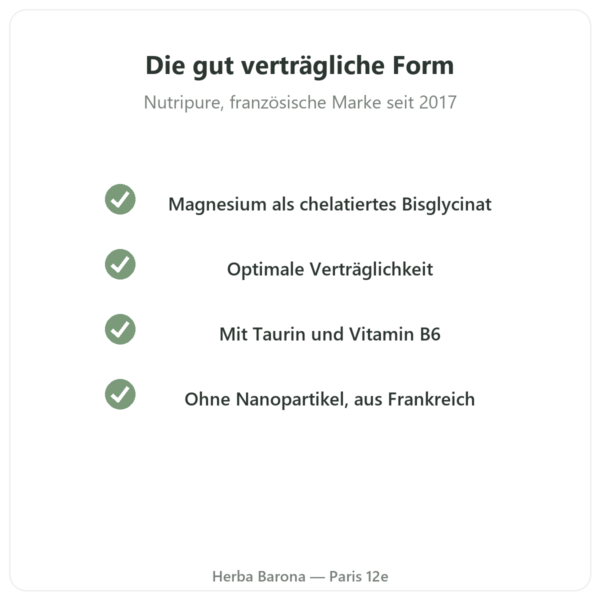 Magnesium Bisglycinat Taurin B6 Nutripure 60 Kapseln Qualität Paris Herba Barona