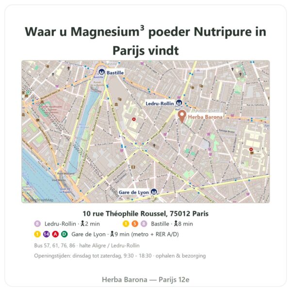 Waar te vinden Magnesium³ poeder Nutripure 51 g - Herba Barona Paris