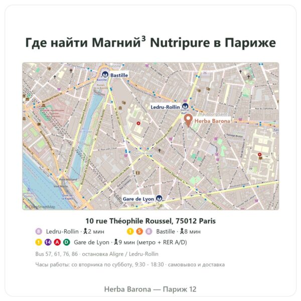 Где найти Магний³ порошок Nutripure 51 г - Herba Barona Paris