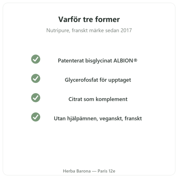 Magnesium³ pulver Nutripure 51 g kvalitet Paris Herba Barona