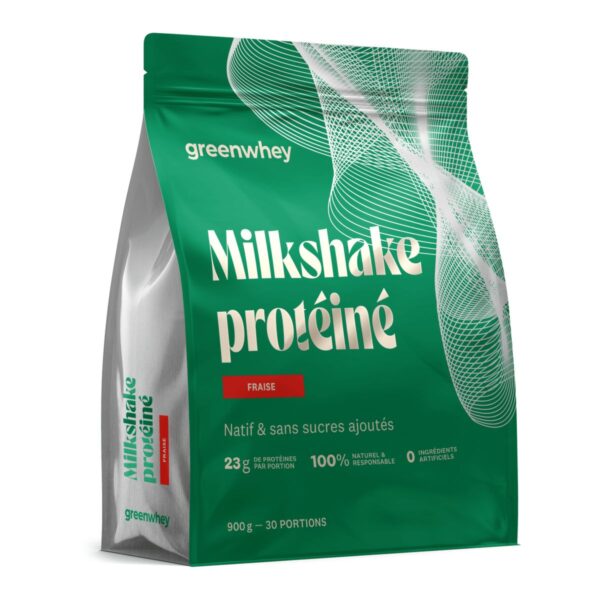 Milkshake Protéiné fraise Greenwhey 23 g protéines 900 g Paris Herba Barona