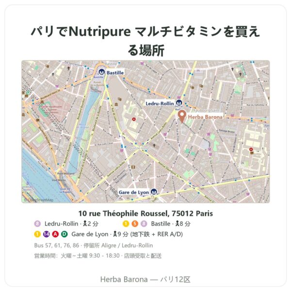 取扱店 Nutripure マルチビタミン 60カプセル - Herba Barona Paris