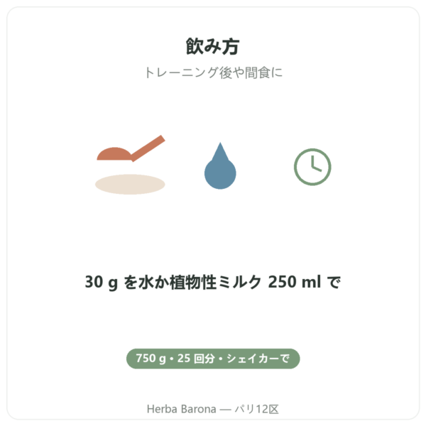 Muscle Protein Nutripure – プレーン – 750 g 使い方 Paris Herba Barona