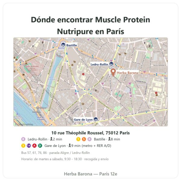 Dónde encontrar Muscle Protein Nutripure – neutro – 750 g - Herba Barona Paris