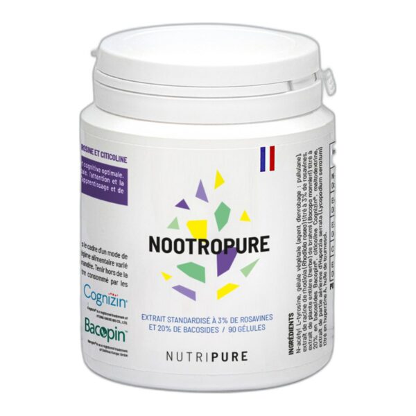 Nootropure Nutripure tyrosine bacopa rhodiola citicoline 90 gélules 1 mois Paris Herba Barona