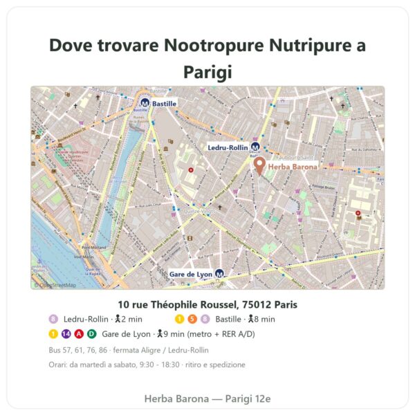 Dove trovare Nootropure Nutripure 90 capsule (1 mese) - Herba Barona Paris