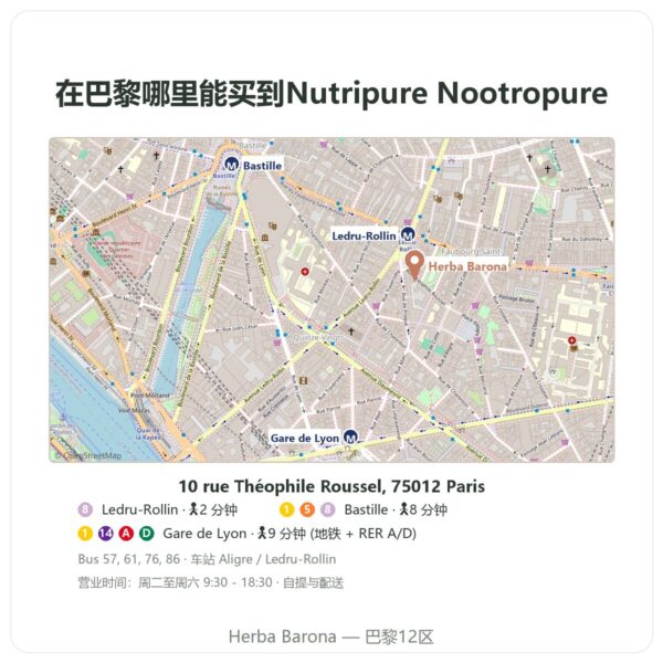 在哪里购买 Nutripure Nootropure 90粒胶囊(1个月) - Herba Barona Paris