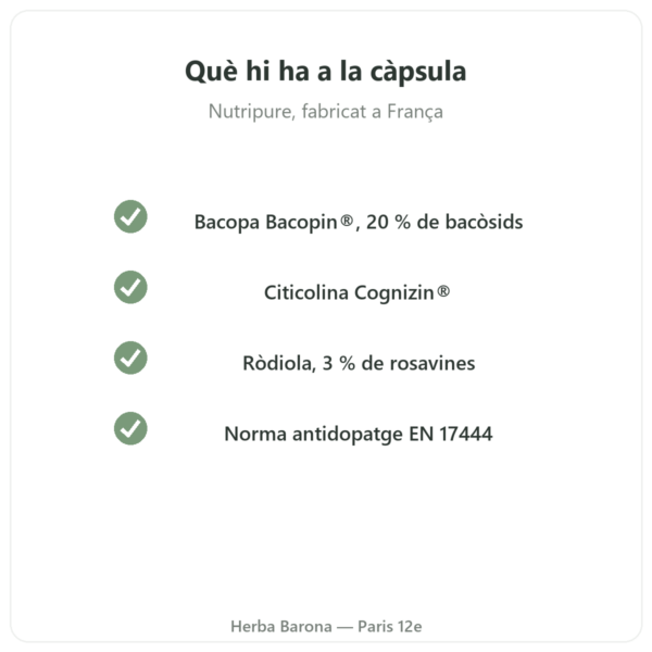 Nootropure Nutripure 90 càpsules (1 mes) qualitat Paris Herba Barona