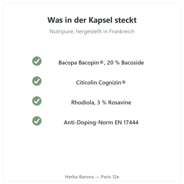 Nootropure Nutripure 90 Kapseln (1 Monat) Qualität Paris Herba Barona