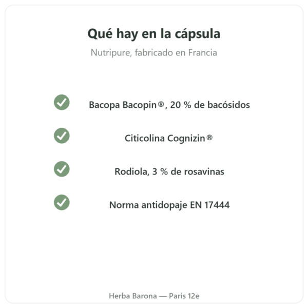 Nootropure Nutripure 90 cápsulas (1 mes) calidad Paris Herba Barona