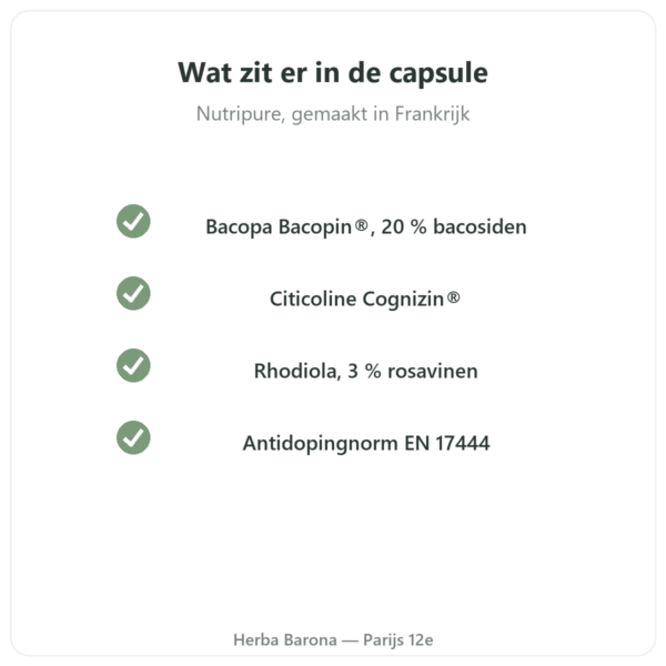 Nootropure Nutripure 90 capsules (1 maand) kwaliteit Paris Herba Barona
