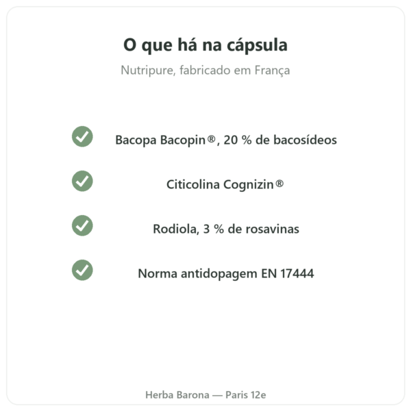 Nootropure Nutripure 90 cápsulas (1 mês) qualidade Paris Herba Barona