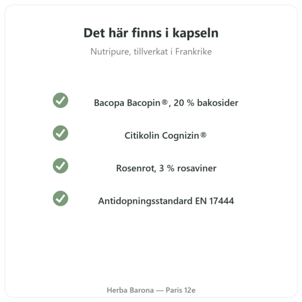 Nootropure Nutripure 90 kapslar (1 månad) kvalitet Paris Herba Barona