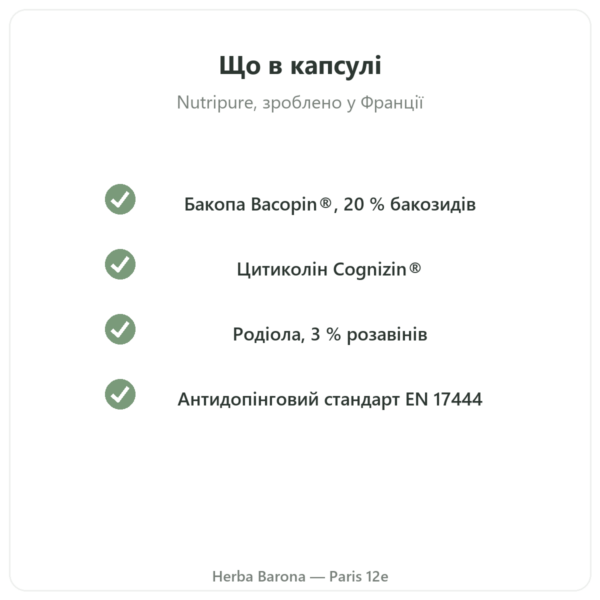 Nootropure Nutripure 90 капсул (1 місяць) якість Paris Herba Barona