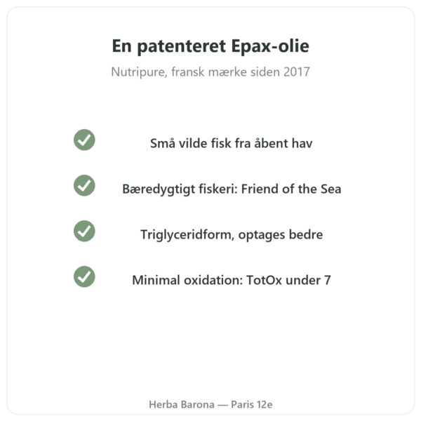 Omega 3 Epax Nutripure 90 kapsler kvalitet Paris Herba Barona