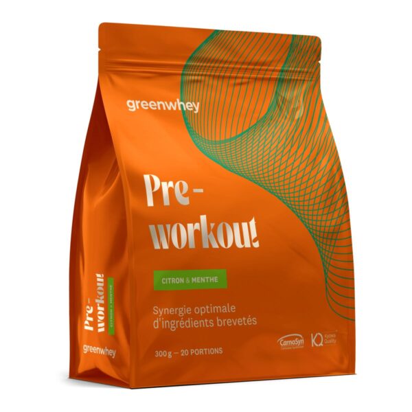 Pre-Workout Greenwhey citron menthe citrulline bêta-alanine 300 g Paris Herba Barona