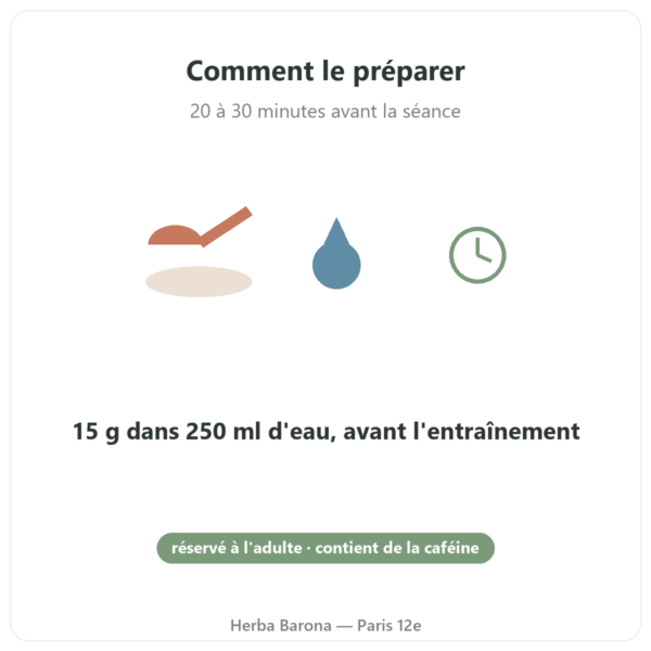 Pre-Workout Citron & Menthe 300 g Greenwhey mode d'emploi Paris Herba Barona
