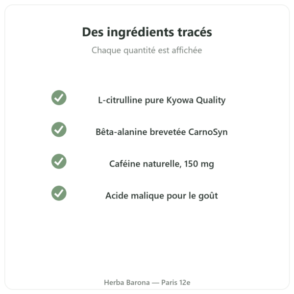 Pre-Workout Citron & Menthe 300 g Greenwhey qualité Paris Herba Barona