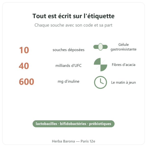 Probiotiques & Prébiotiques Greenwhey 60 gélules chiffres clés Paris Herba Barona