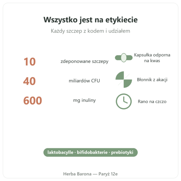 Greenwhey Probiotyki & Prebiotyki 60 kapsułek kluczowe liczby Paris Herba Barona