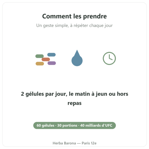 Probiotiques & Prébiotiques Greenwhey 60 gélules mode d'emploi Paris Herba Barona