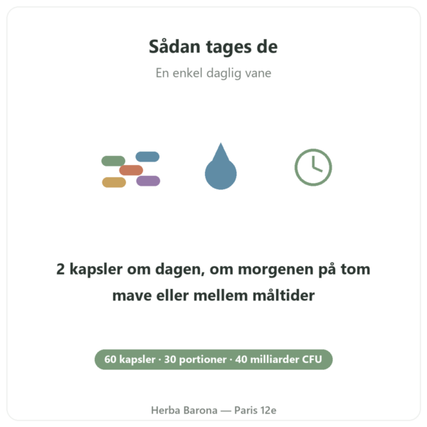 Greenwhey Probiotika & Præbiotika 60 kapsler anvendelse Paris Herba Barona