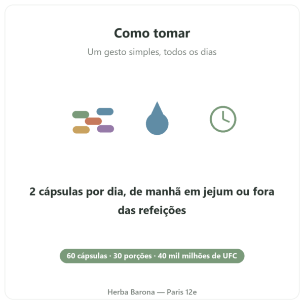 Greenwhey Probióticos & Prebióticos 60 cápsulas modo de utilização Paris Herba Barona