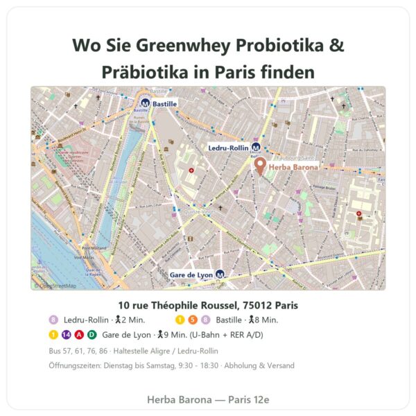 Wo zu finden Greenwhey Probiotika & Präbiotika 60 Kapseln - Herba Barona Paris