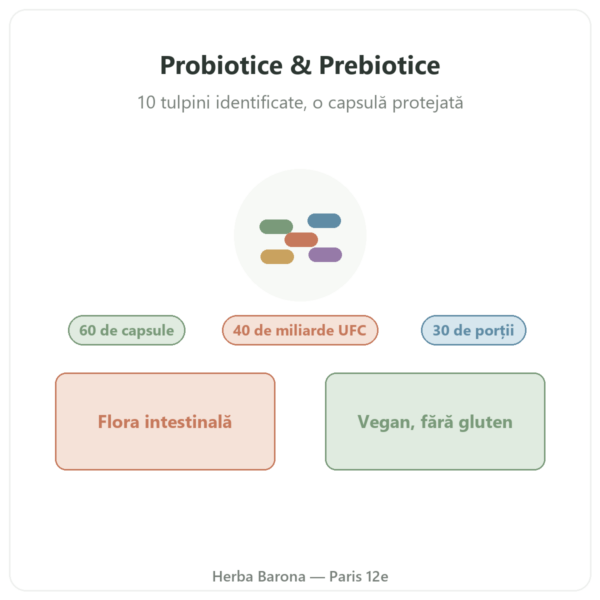 Greenwhey Probiotice & Prebiotice 60 capsule prezentare Paris Herba Barona