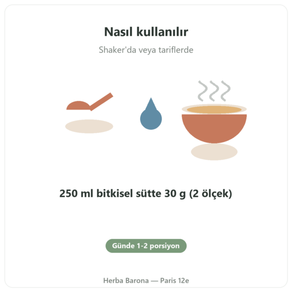 Organik Bitkisel Protein Nutripure aromasız 750 g kullanım şekli Paris Herba Barona