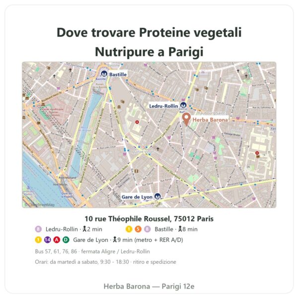 Dove trovarle Proteine Vegetali Bio Nutripure neutre 750 g - Herba Barona Paris