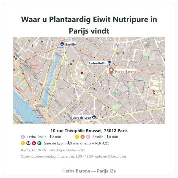 Waar te vinden Biologisch Plantaardig Eiwit Nutripure neutraal 750 g - Herba Barona Paris