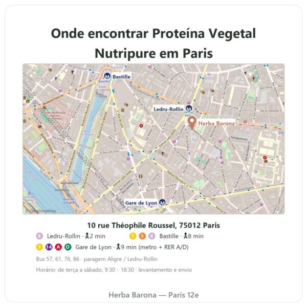 Onde encontrar Proteína Vegetal Bio Nutripure neutra 750 g - Herba Barona Paris