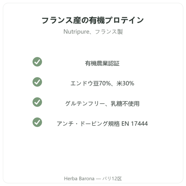 Nutripure 有機植物性プロテイン プレーン 750 g 品質 Paris Herba Barona
