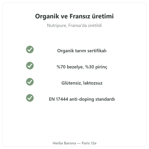 Organik Bitkisel Protein Nutripure aromasız 750 g kalite Paris Herba Barona