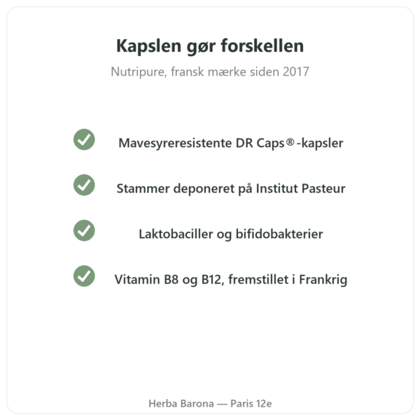 Pure Bio² Probiotika Nutripure 60 kapsler kvalitet Paris Herba Barona
