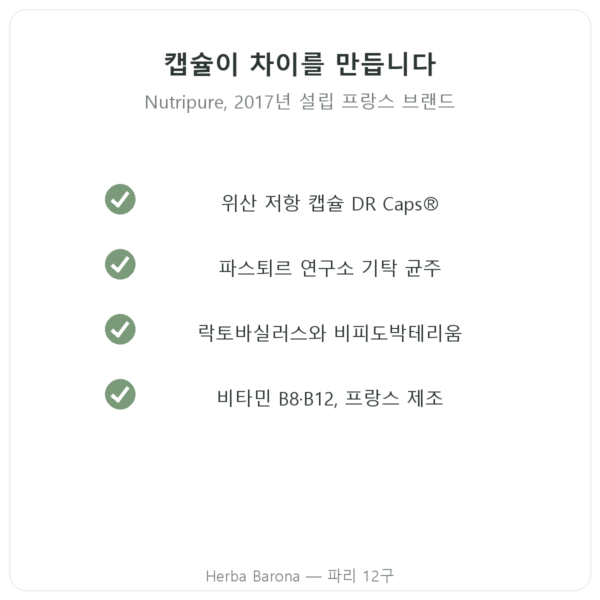 Nutripure Pure Bio² 프로바이오틱스 – 60캡슐 품질 Paris Herba Barona