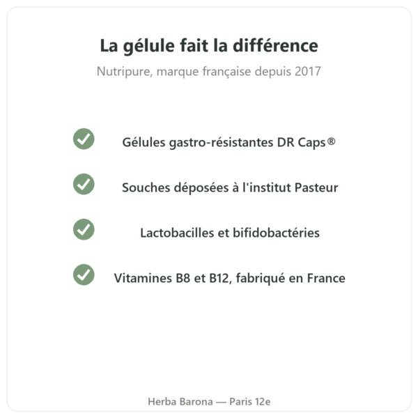 Pure Bio² probiotiques 60 gélules Nutripure qualité Paris Herba Barona