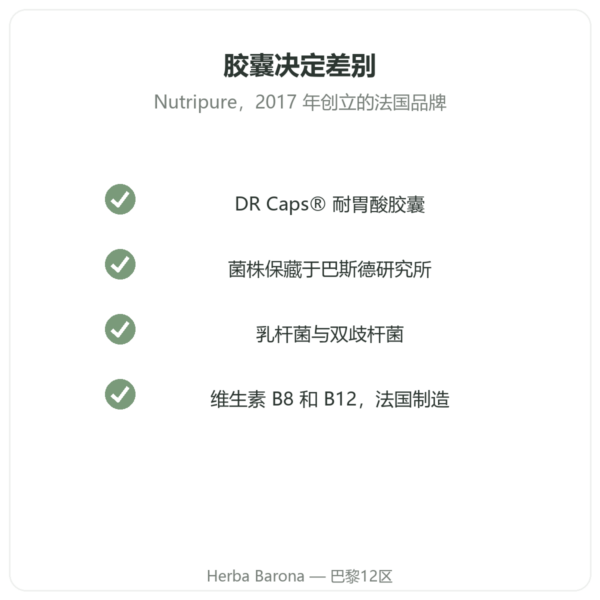 Nutripure Pure Bio² 益生菌 – 60 粒胶囊 品质 Paris Herba Barona