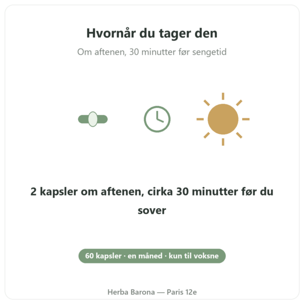 Pure Sommeil Nutripure 60 kapsler anvendelse Paris Herba Barona