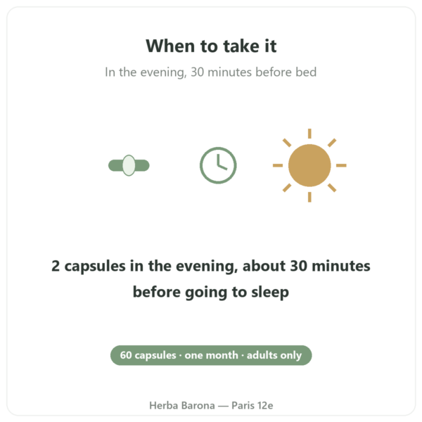 Pure Sommeil Nutripure – 60 capsules how to use Paris Herba Barona