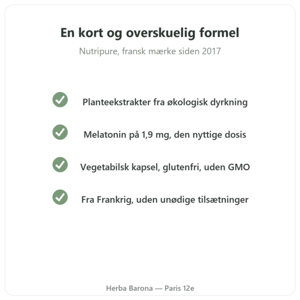 Pure Sommeil Nutripure 60 kapsler kvalitet Paris Herba Barona