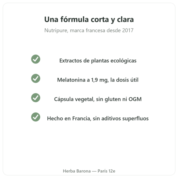 Pure Sommeil Nutripure 60 cápsulas calidad Paris Herba Barona