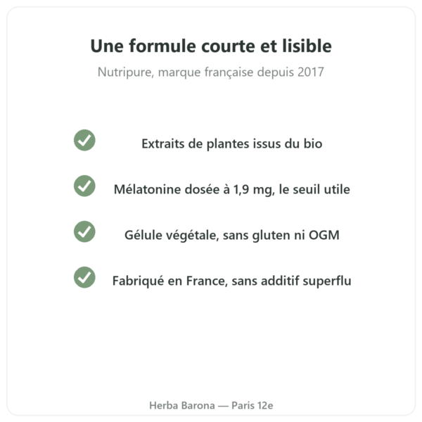 Pure Sommeil 60 gélules Nutripure qualité Paris Herba Barona