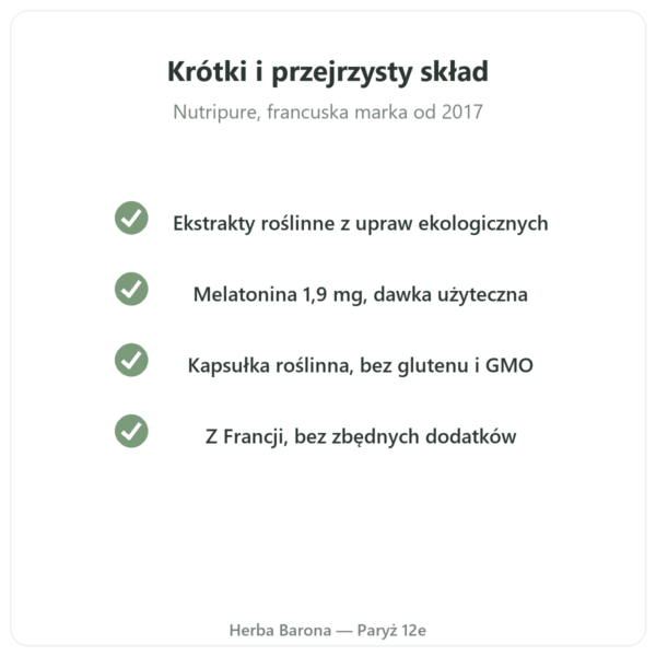 Pure Sommeil Nutripure 60 kapsułek jakość Paris Herba Barona