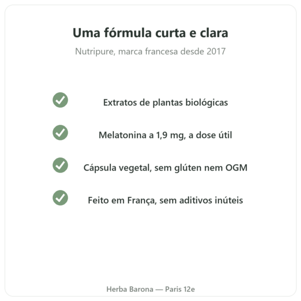 Pure Sommeil Nutripure 60 cápsulas qualidade Paris Herba Barona