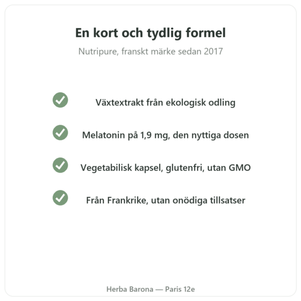 Pure Sommeil Nutripure 60 kapslar kvalitet Paris Herba Barona