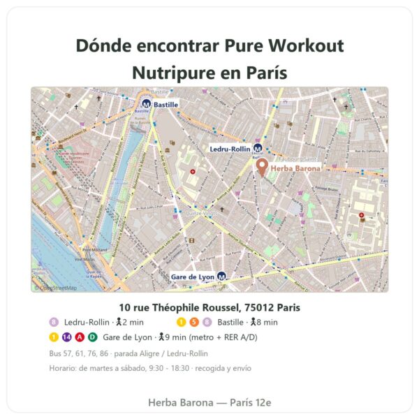 Dónde encontrar Pure Workout Nutripure – arándano – 315 g - Herba Barona Paris