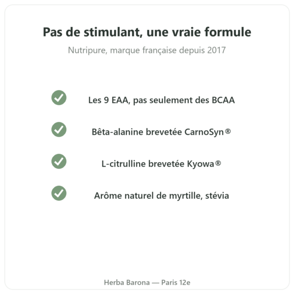 Pure Workout 315 g Nutripure qualité Paris Herba Barona