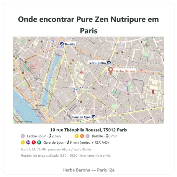 Onde encontrar Pure Zen Nutripure 90 cápsulas - Herba Barona Paris
